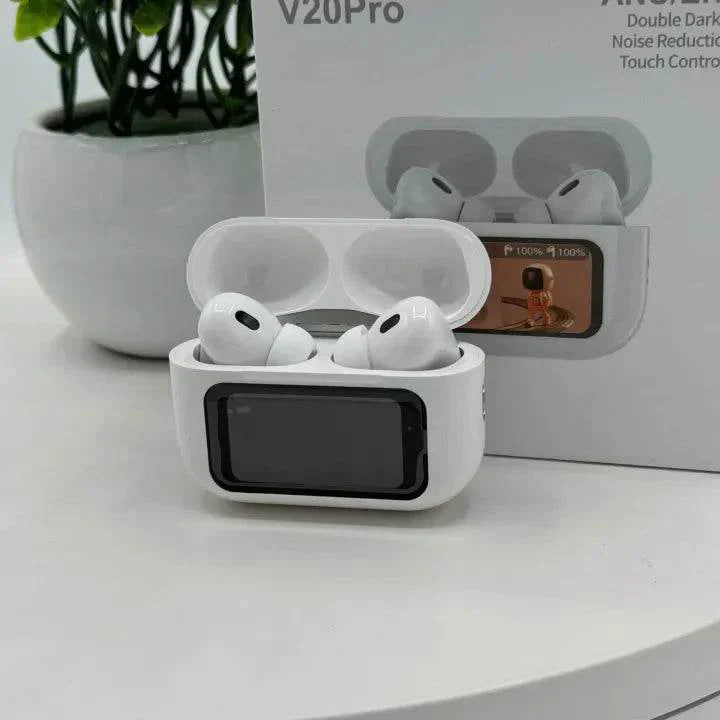 V20 Airpods Wireless Earbuds 32H Playtime Bluetooth 5.4 ANC+ENC Noise Cancelling - Stile Gadget