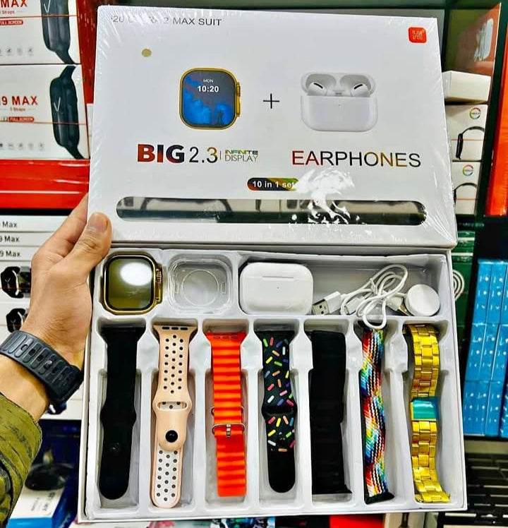 i20 Ultra Smart Watch with Airpods Pro and 7 Straps | 10 in 1 Smart Watch Box - Stile Gadget