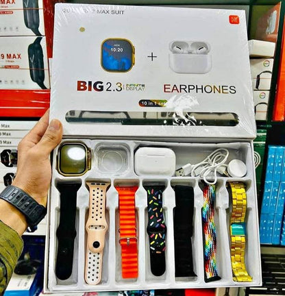 i20 Ultra Smart Watch with Airpods Pro and 7 Straps | 10 in 1 Smart Watch Box - Stile Gadget