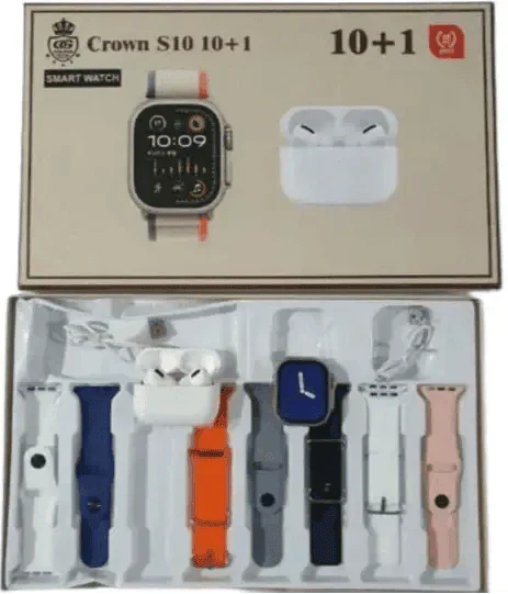 S100 Ultra Smartwatch & AirPods Combo, Sleep Monitor, Bluetooth, 7 Straps - Stile Gadget