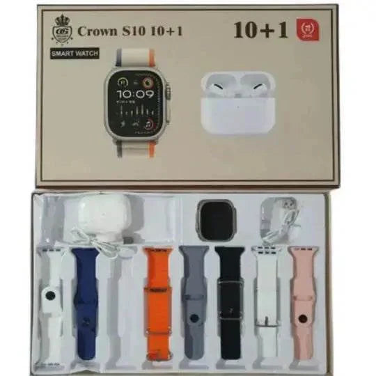 S100 Ultra Smartwatch & AirPods Combo, Sleep Monitor, Bluetooth, 7 Straps - Stile Gadget