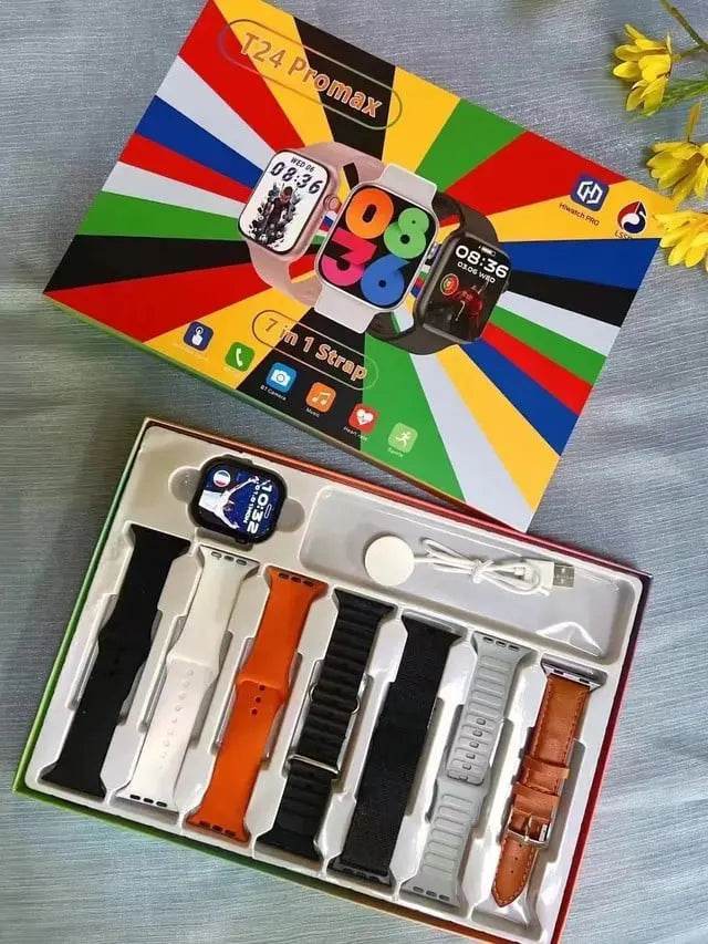 T24 Pro Max Smartwatch with 7 Straps New in Smart Watch X Series PK SmartWatch Ultra 2 Sport Watch for Men Women Phone Call - Stile Gadget