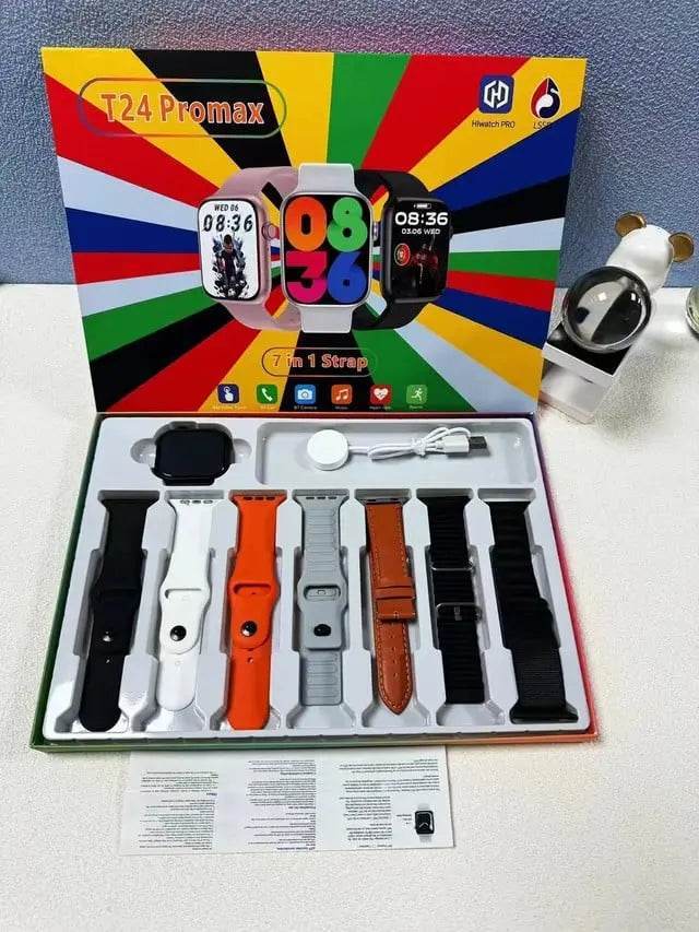 T24 Pro Max Smartwatch with 7 Straps New in Smart Watch X Series PK SmartWatch Ultra 2 Sport Watch for Men Women Phone Call - Stile Gadget