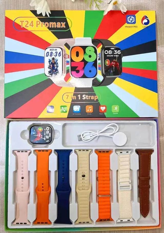 T24 Pro Max Smartwatch with 7 Straps New in Smart Watch X Series PK SmartWatch Ultra 2 Sport Watch for Men Women Phone Call - Stile Gadget
