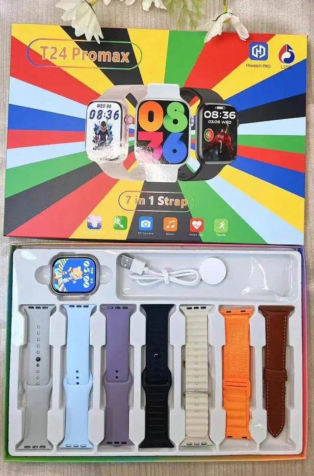 T24 Pro Max Smartwatch with 7 Straps New in Smart Watch X Series PK SmartWatch Ultra 2 Sport Watch for Men Women Phone Call - Stile Gadget