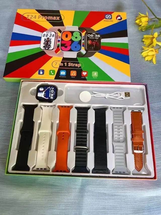 T24 Pro Max Smartwatch with 7 Straps New in Smart Watch X Series PK SmartWatch Ultra 2 Sport Watch for Men Women Phone Call - Stile Gadget