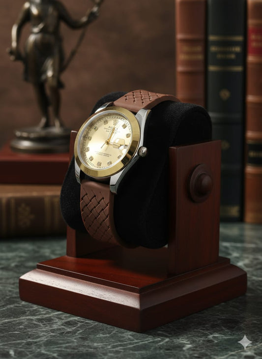 Luxury Rolex-Style Analog Watch for Men – Green & Gold Dial