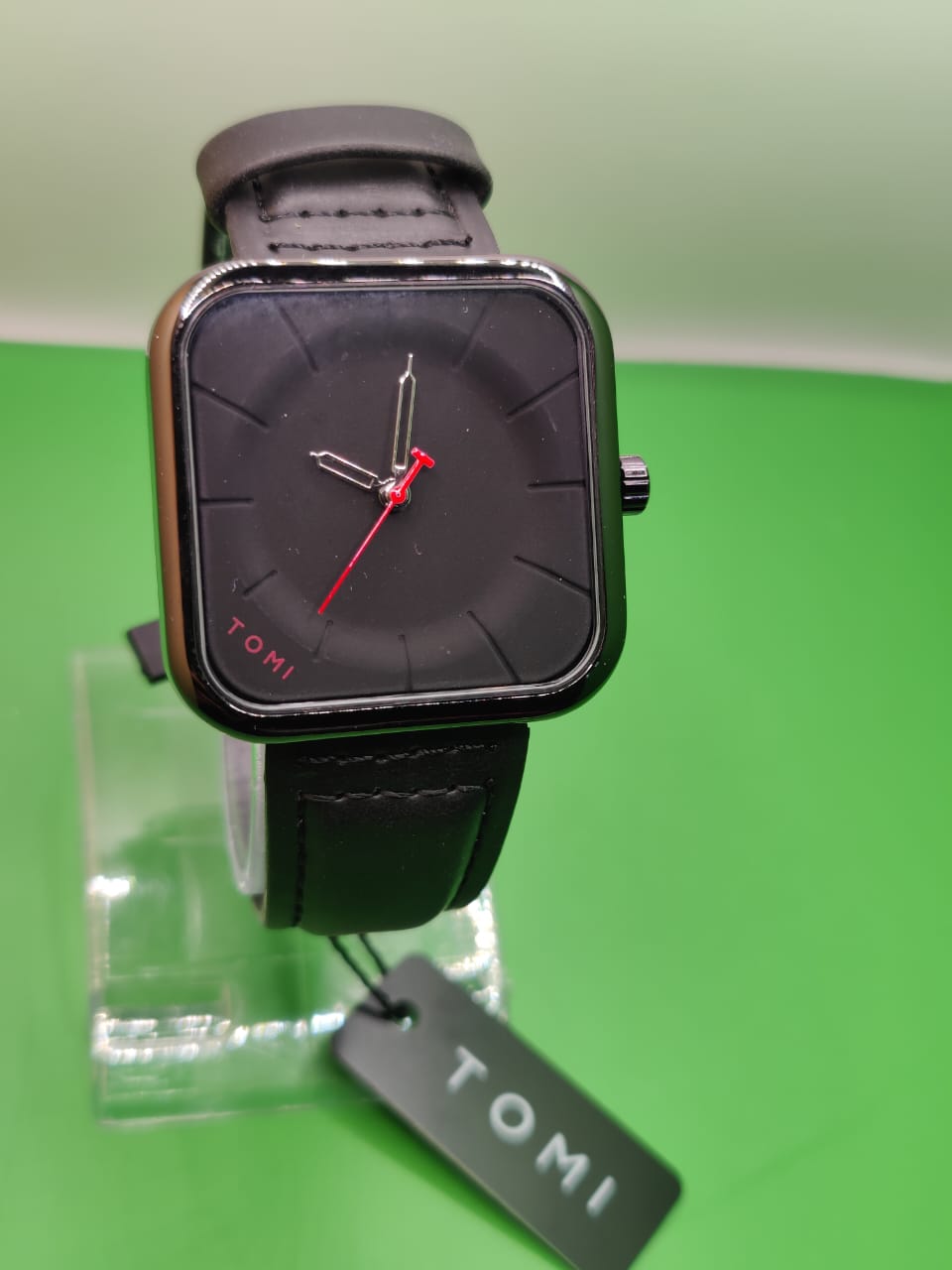 Tomi T093 Square Dial Analog Watch for Men & Women – Brown Leather Strap | Adnan Tech