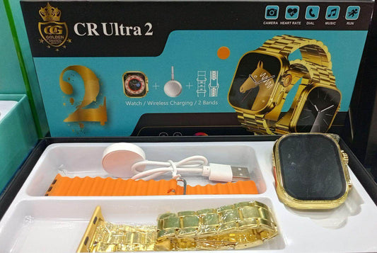 Cr ultra 2 Max Gold Smart Watch, New Golden Edition - Luxury Smartwatch with HD Display - Stile Gadget