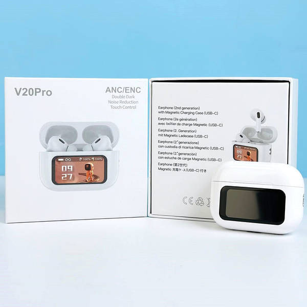 Latest V20 LED  touch screen Earbuds ANC+ENC Noise Cancelling - Premium Quality Stile Gadget