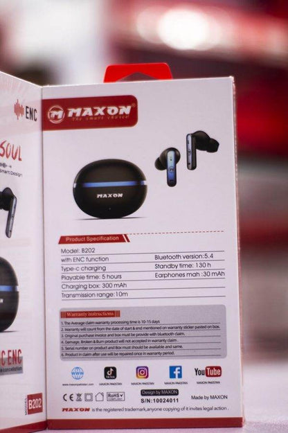 Maxon B-202 Sound Soul Earbuds - High Quality Sound with ANC Control - Stile Gadget