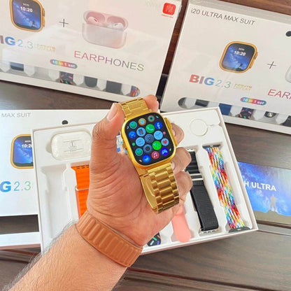 i20 Ultra Smart Watch With Airpods Pro and 7 Straps | 10 in 1 Box Suit Smart Watch - Stile Gadget
