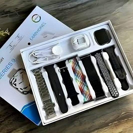 i32 Ultra max suit, Ultra Smartwatch + earbuds + 7 Straps + wireless cabel in 1 box. Get Free Cash on Delivery - Stile Gadget