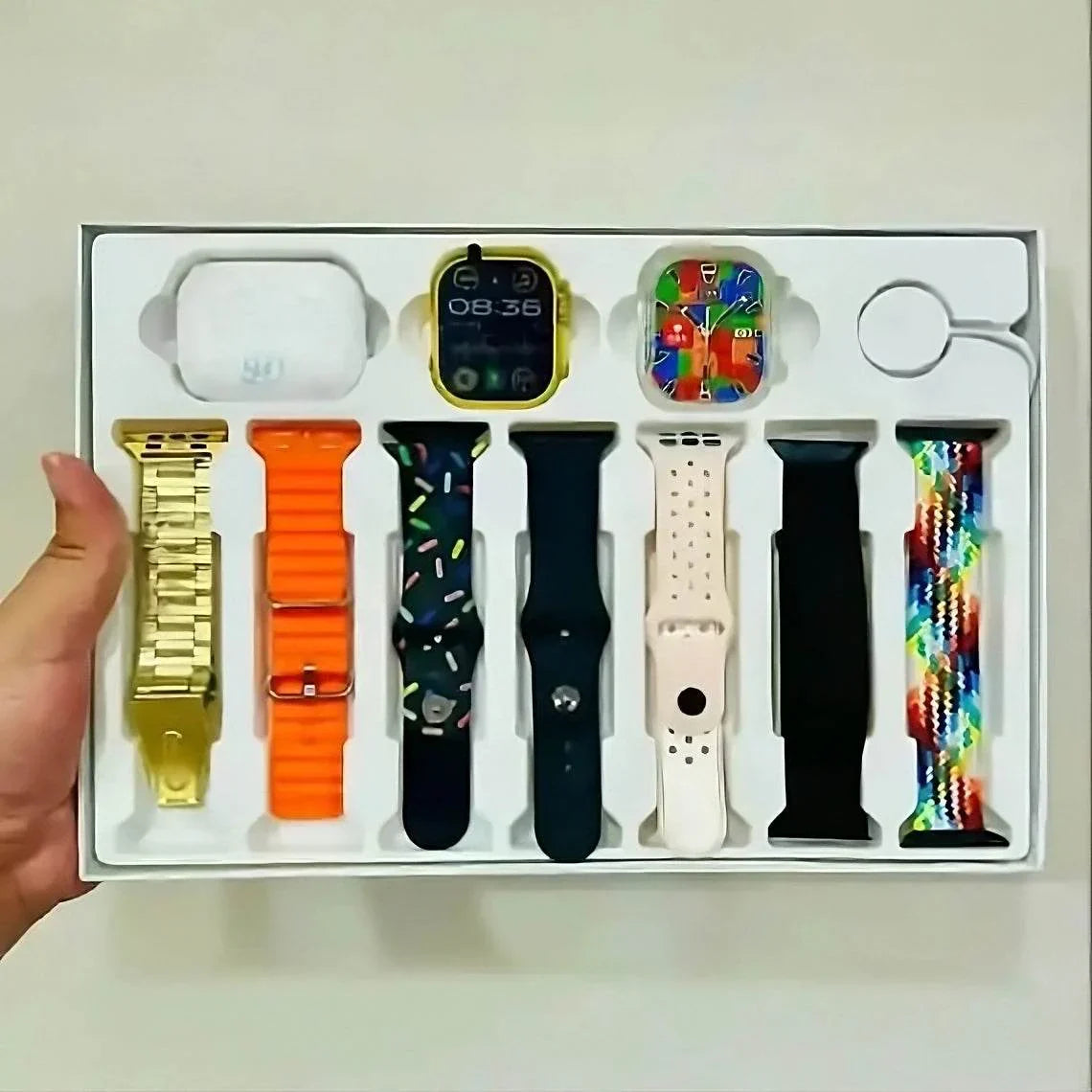 i20 Ultra Smart Watch with Airpods Pro and 7 Straps | 10 in 1 Smart Watch Box - Stile Gadget